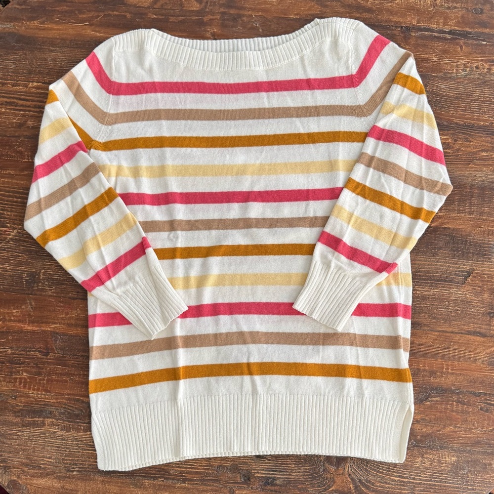 Loft Outlet Striped 3/4 Length Sweater - XS